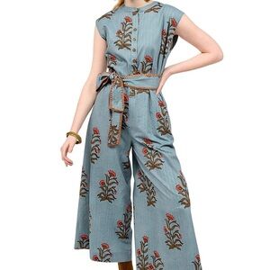 Uncle Frank Blue Jumpsuit with Floral Design